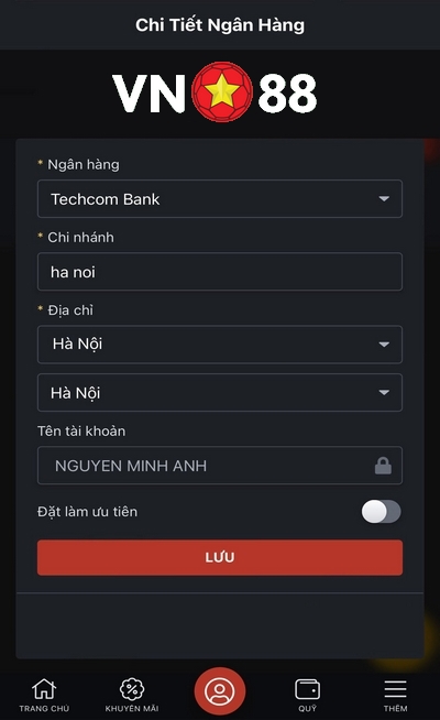 Hướng dẫn cách gửi tiền tại nhà cái Vn88 - silox