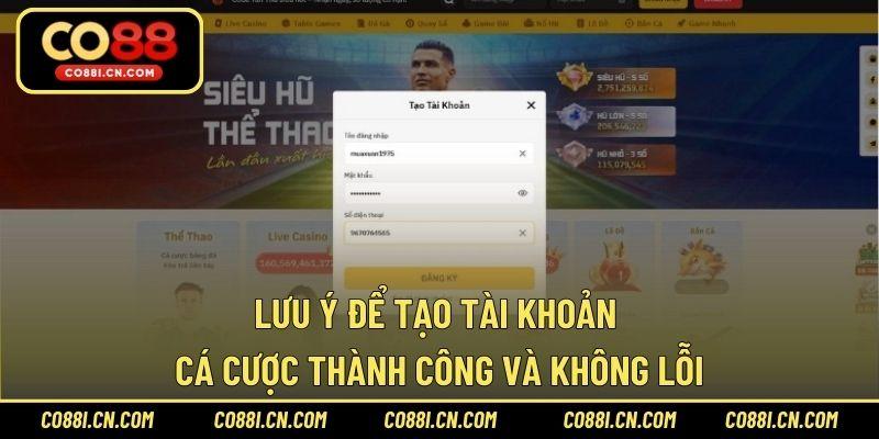 Đăng Ký CO88 – Tạo Tài Khoản Siêu Nhanh Cho Bet Thủ Mới - silox